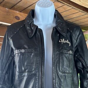 Harley-Davidson Black Leather Bomber Jacket